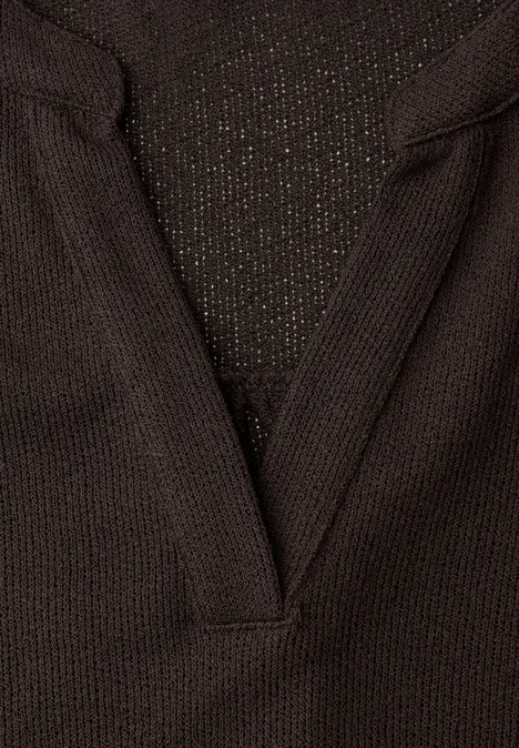 T-shirt à col fendu dans un look tricoté espresso brown T-shirt à col fendu dans un look tricoté espresso brown