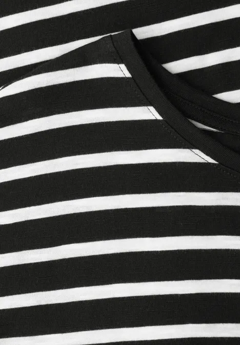 T-shirt à rayures Dropped Shoulder Black T-shirt à rayures Dropped Shoulder Black