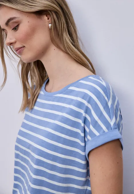 T-shirt à rayures Dropped Shoulder bonnet blue T-shirt à rayures Dropped Shoulder bonnet blue