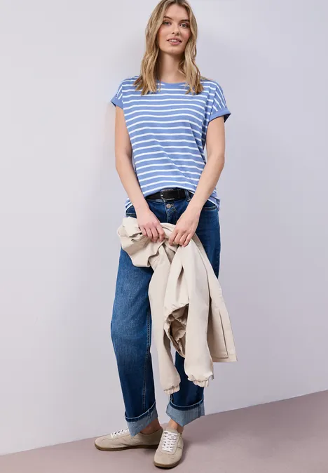 T-shirt à rayures Dropped Shoulder bonnet blue T-shirt à rayures Dropped Shoulder bonnet blue