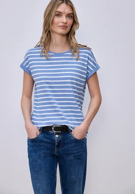 T-shirt à rayures Dropped Shoulder bonnet blue T-shirt à rayures Dropped Shoulder bonnet blue