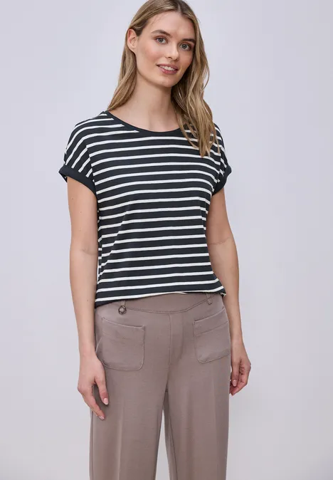 T-shirt à rayures Dropped Shoulder shadowed navy T-shirt à rayures Dropped Shoulder shadowed navy