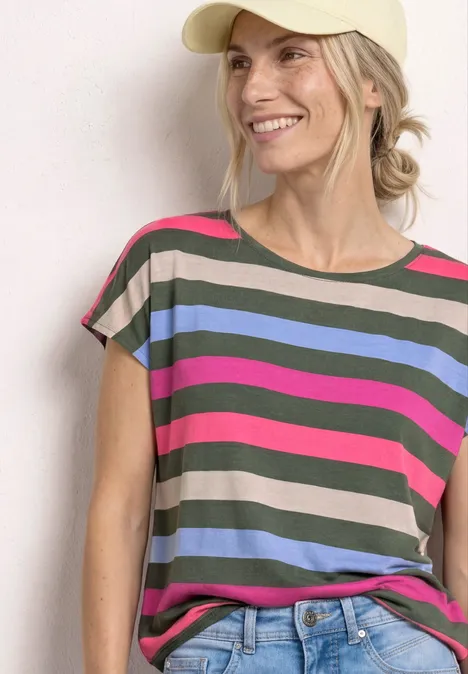 Shirt met ronde hals en elastische zoom bound green