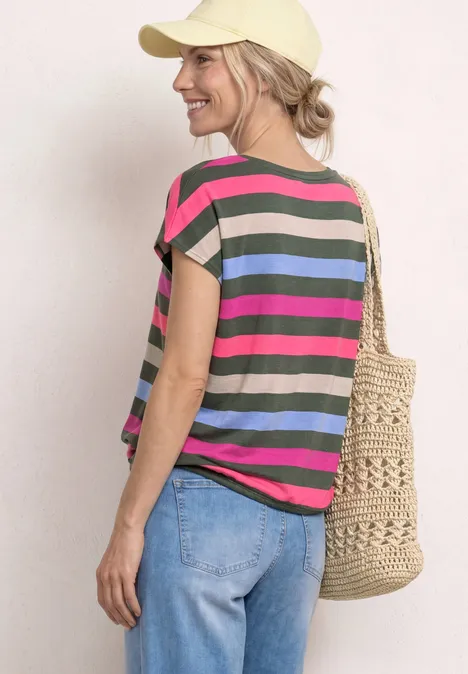 Shirt met ronde hals en elastische zoom bound green