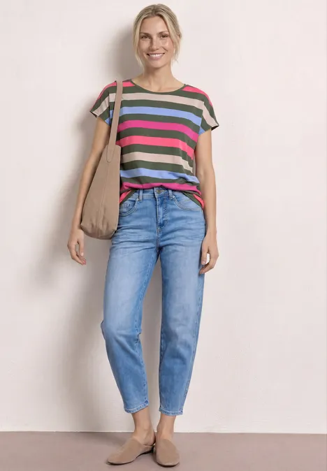 Shirt met ronde hals en elastische zoom bound green