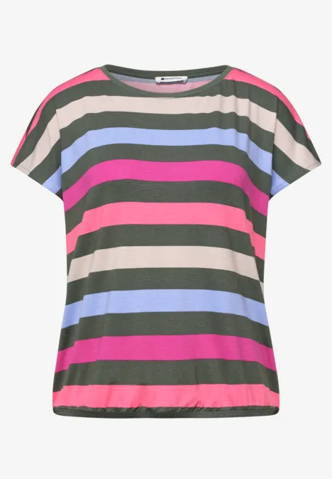 Shirt met ronde hals en elastische zoom bound green