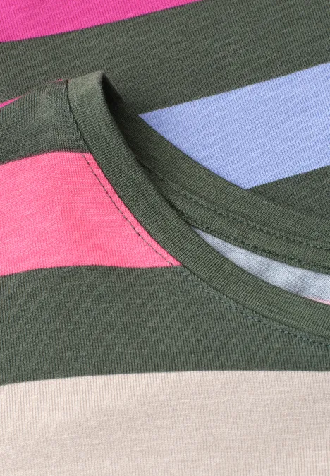 Shirt met ronde hals en elastische zoom bound green