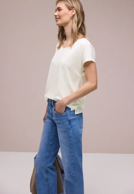 Dropped Shoulder Shirt im Leinen-Look off white