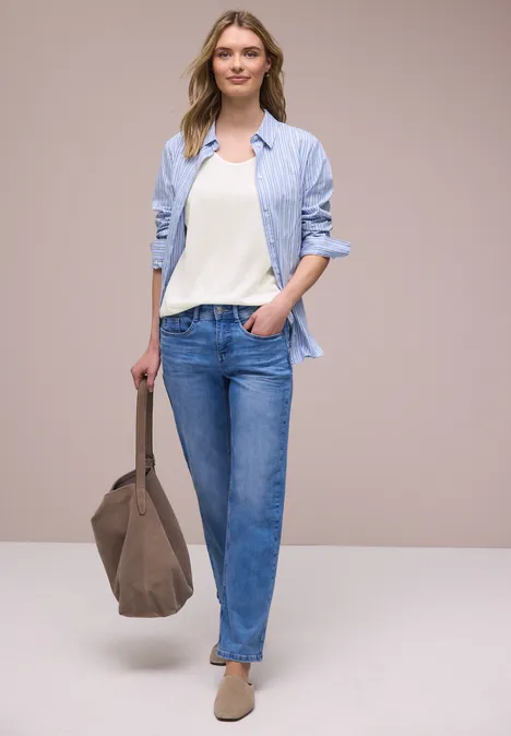 Dropped Shoulder Shirt im Leinen-Look off white