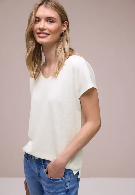 Dropped Shoulder Shirt im Leinen-Look off white