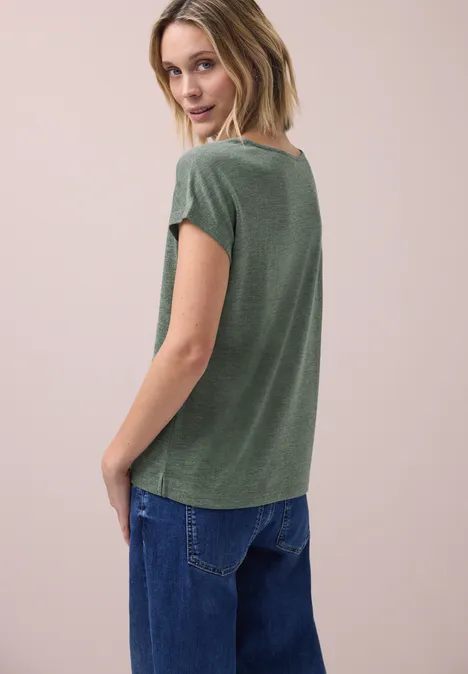 Shirt met overhangende schouders in linnenlook bound green Shirt met overhangende schouders in linnenlook bound green