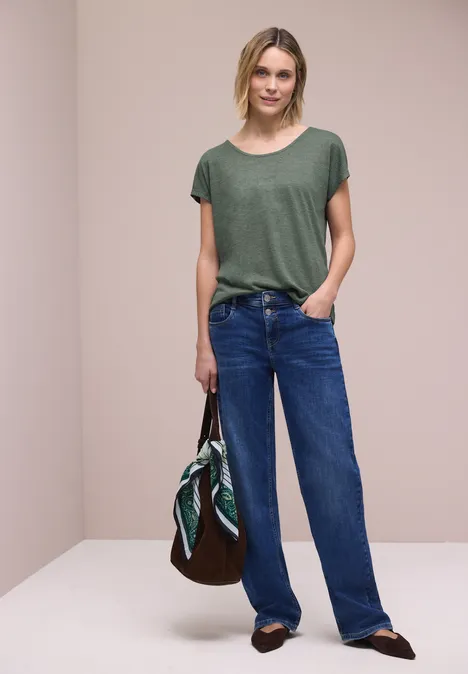 Shirt met overhangende schouders in linnenlook bound green Shirt met overhangende schouders in linnenlook bound green