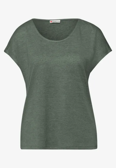 Shirt met overhangende schouders in linnenlook bound green Shirt met overhangende schouders in linnenlook bound green