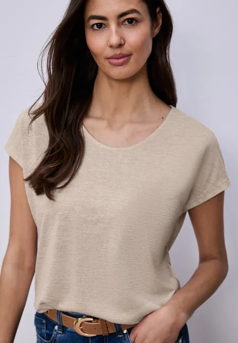 Dropped Shoulder Shirt im Leinen-Look clay sand