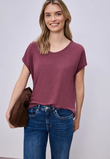 Dropped Shoulder Shirt im Leinen-Look dark clouded blush