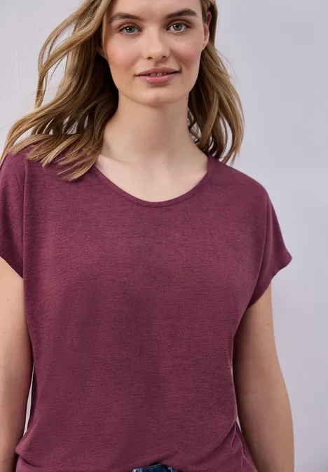 Dropped Shoulder Shirt im Leinen-Look dark clouded blush