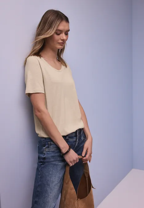 T-shirt de base cotton beige