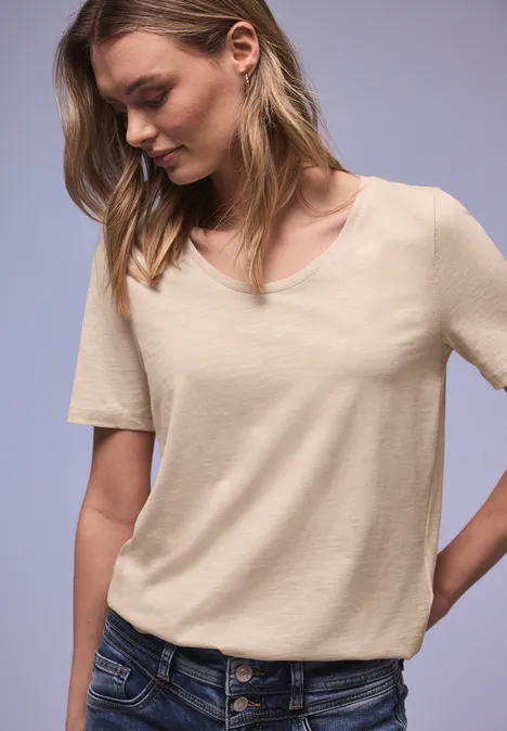 T-shirt de base cotton beige