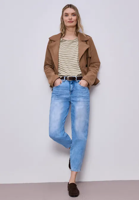 Gestreept shirt safari beige Gestreept shirt safari beige