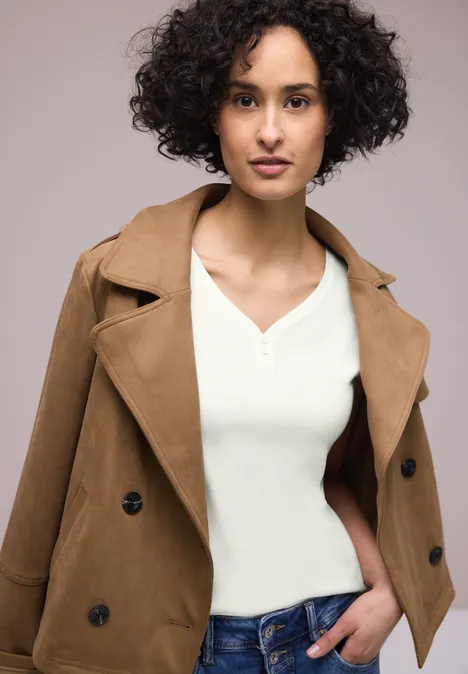 Shirt mit gerundetem V-Ausschnitt off white