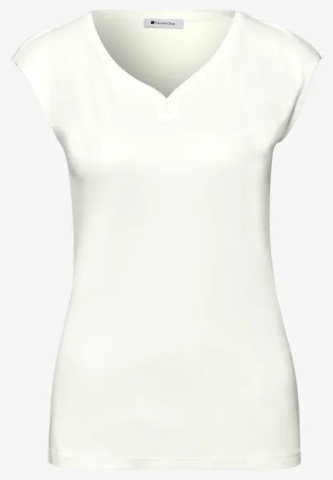 Shirt mit gerundetem V-Ausschnitt off white