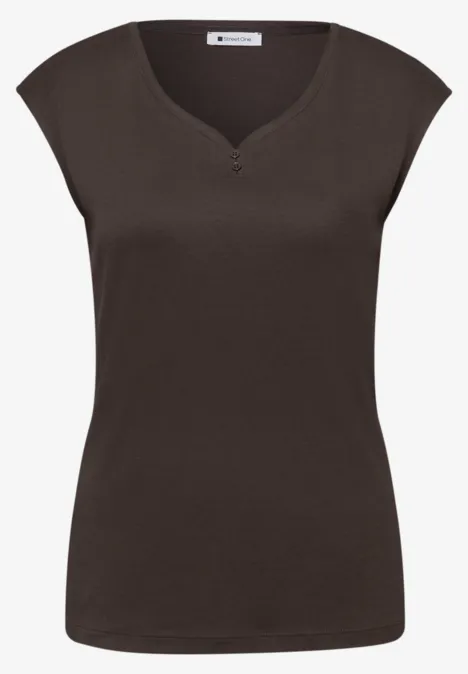 Shirt mit gerundetem V-Ausschnitt espresso brown