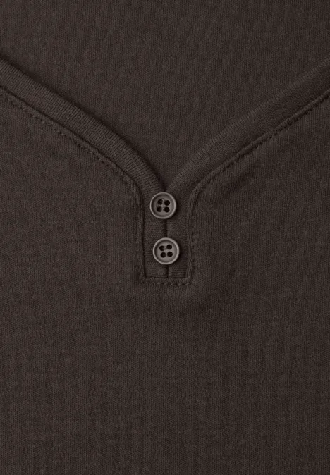 Shirt mit gerundetem V-Ausschnitt espresso brown