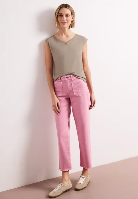 Shirt mit gerundetem V-Ausschnitt timeless beige