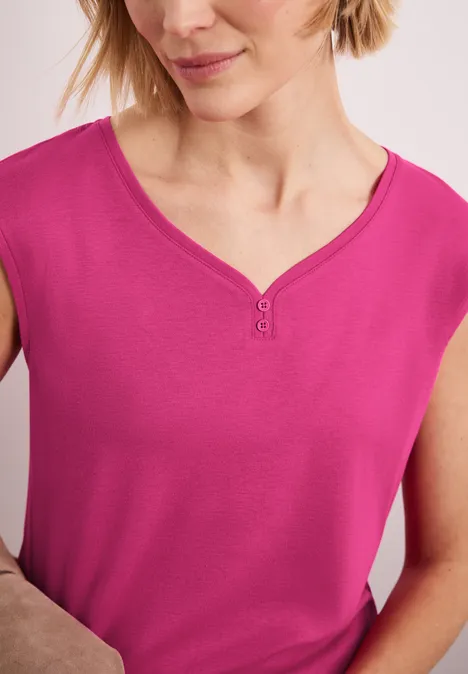 Shirt mit gerundetem V-Ausschnitt magenta dream