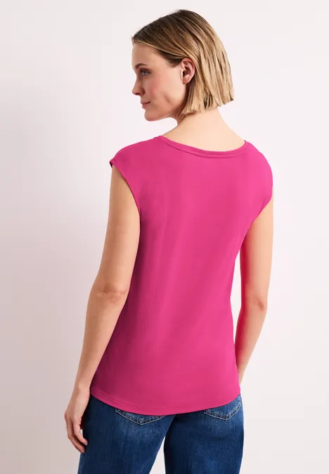 Shirt mit gerundetem V-Ausschnitt magenta dream