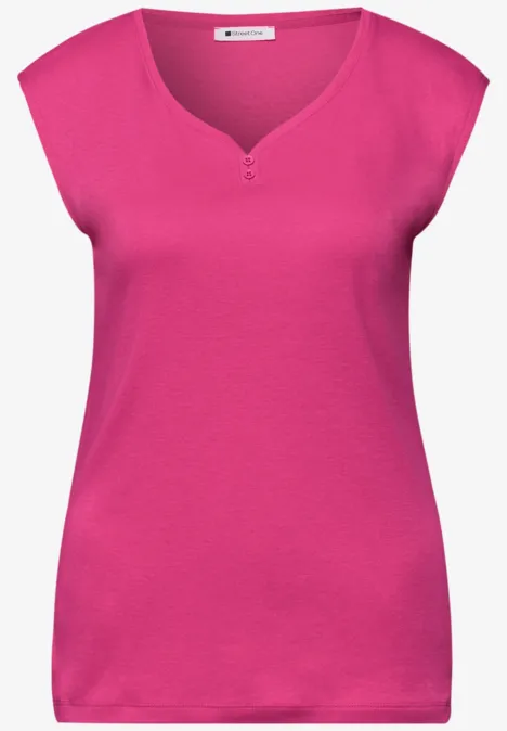 Shirt mit gerundetem V-Ausschnitt magenta dream