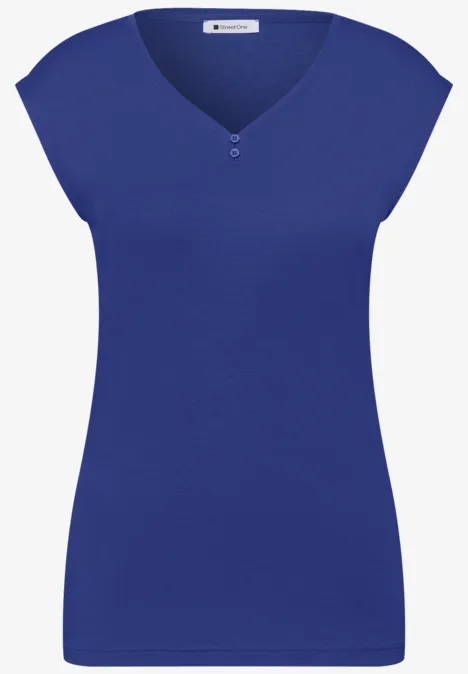 Shirt mit gerundetem V-Ausschnitt amparo blue