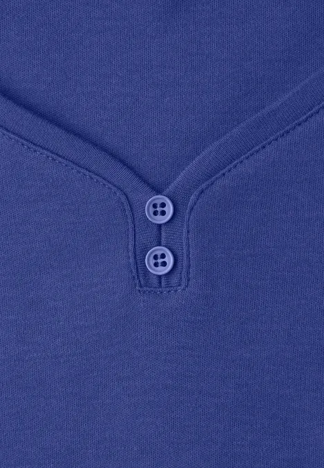 Shirt mit gerundetem V-Ausschnitt amparo blue