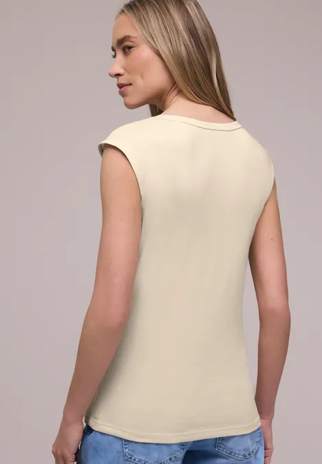 Shirt mit gerundetem V-Ausschnitt smoke beige