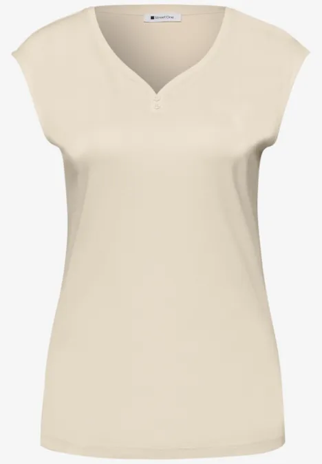 Shirt mit gerundetem V-Ausschnitt smoke beige