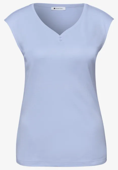 Shirt mit gerundetem V-Ausschnitt cashmere blue