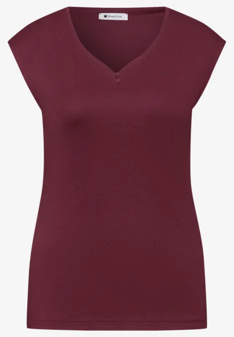 Shirt mit gerundetem V-Ausschnitt truffle red