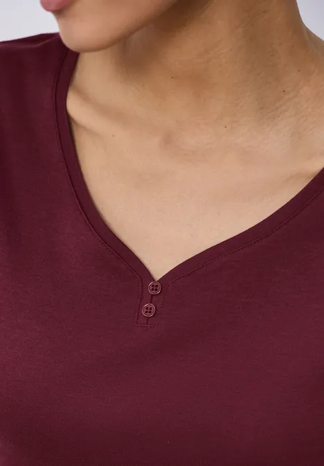 Shirt mit gerundetem V-Ausschnitt truffle red