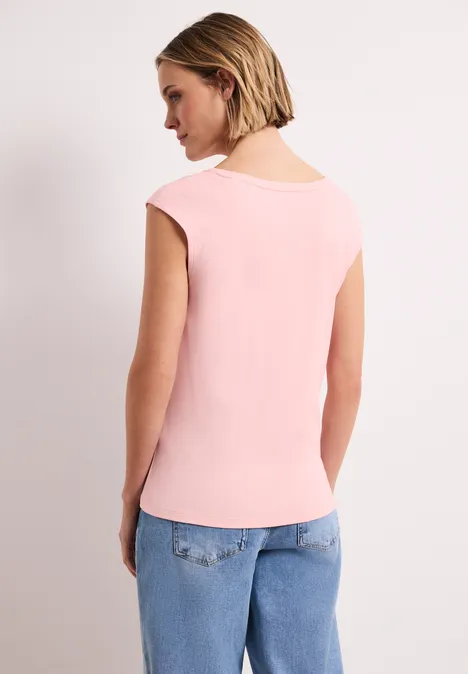 Shirt mit gerundetem V-Ausschnitt minimal rose