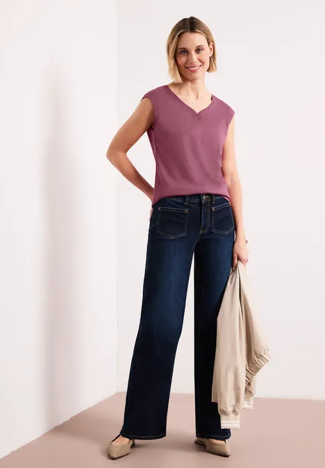 Shirt mit gerundetem V-Ausschnitt dark clouded blush