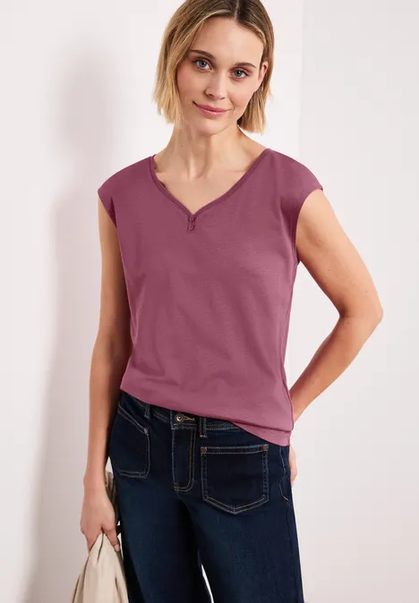 Shirt mit gerundetem V-Ausschnitt dark clouded blush