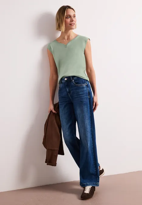 Shirt mit gerundetem V-Ausschnitt mint leaf