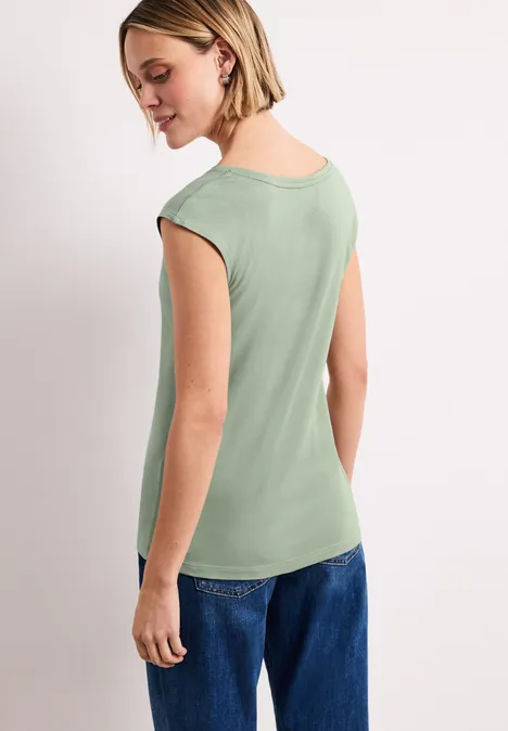 Shirt mit gerundetem V-Ausschnitt mint leaf