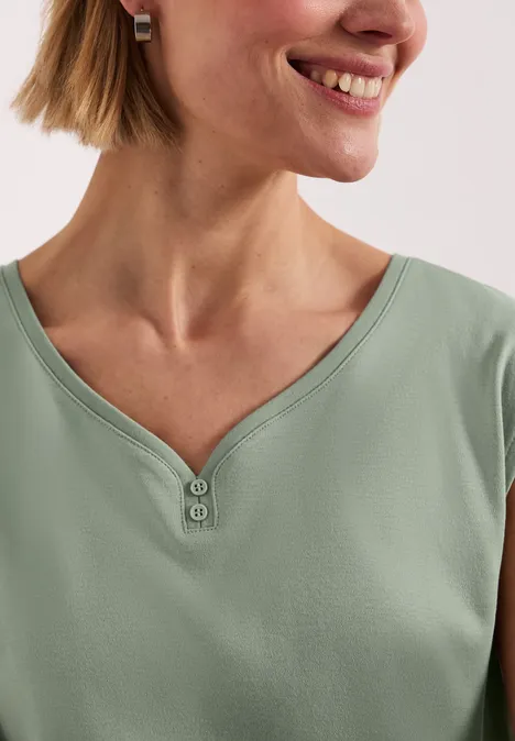 Shirt mit gerundetem V-Ausschnitt mint leaf