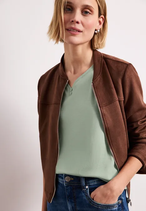 Shirt mit gerundetem V-Ausschnitt mint leaf