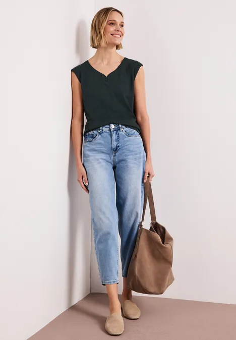 Shirt mit gerundetem V-Ausschnitt deep bound green