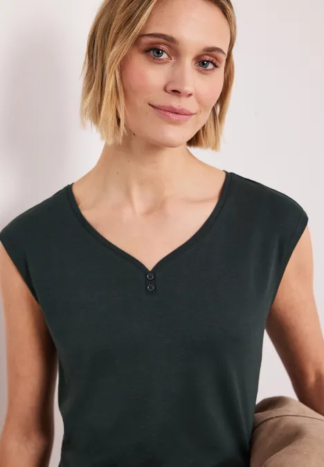 Shirt mit gerundetem V-Ausschnitt deep bound green