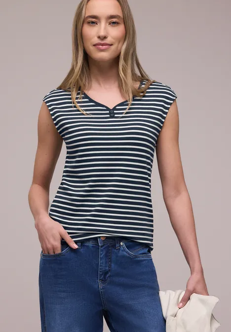 Ärmelloses Shirt mit Knopfdetail shadowed navy