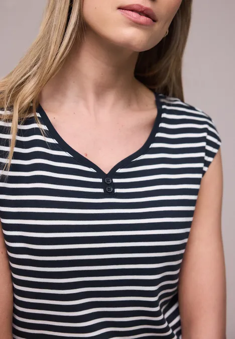 Ärmelloses Shirt mit Knopfdetail shadowed navy