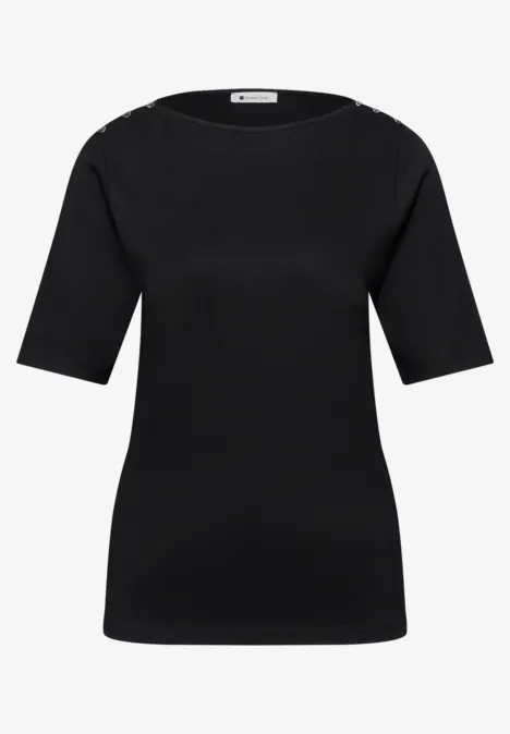 T-shirt avec détail de boutons Black T-shirt avec détail de boutons Black